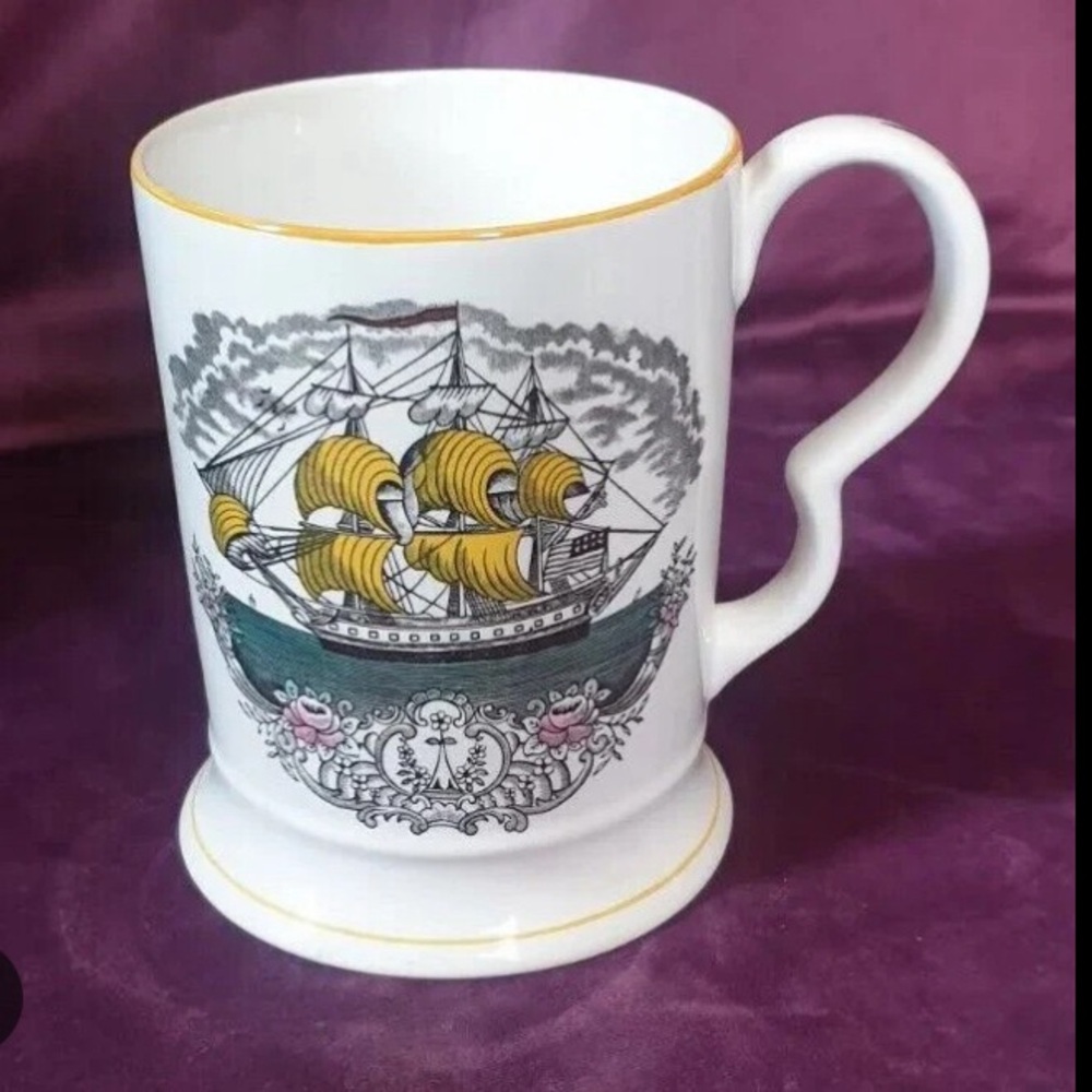 Vintage ADAMS ENGLISH Ironstone The Mariner's Compass Sailing Ship Tankard Mug